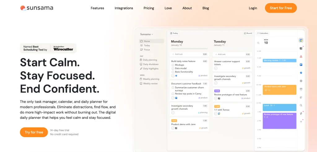 App for time management - Sunsama